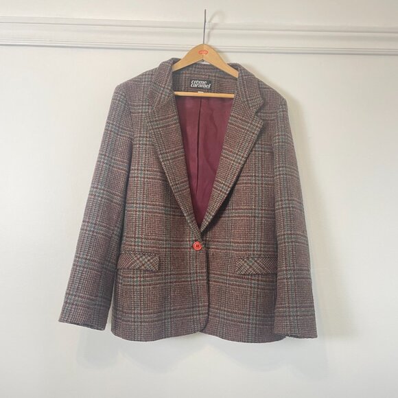 Vintage Poly/Wool Tweed Check Blazer - Size M - Picture 2 of 15
